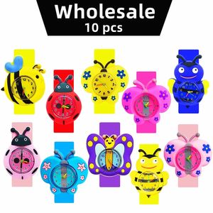 10pcs desenho animado de desenho animado Relógios para meninos Meninas relógio Bracelet Kids Estudar tempo Puzzle Relógios de brinquedo Presente de aniversário de bebê 240506