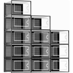 Scatole di stoccaggio bidoni Organizzatore di scatole per scarpe grandi per guardaroba 12 pacchetti di dimensioni adatte 11 contenitore sport impilabile trasparente Q240506