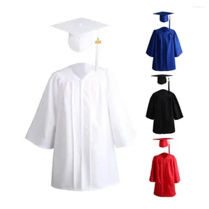 Kläderuppsättningar 1 Set Graduation Gown Loose Fit Zipper med hatt Tassel Utsökta klädsel Polyester Kid Solid Academic Dress Student