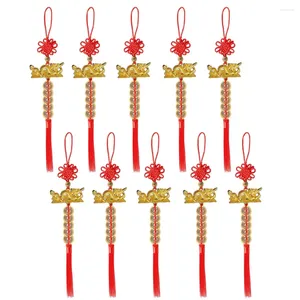 Dekorative Figuren 10pcs Red Chinese Dragon Charms einfach zu installieren Mehrzweck -Knoten -Dekoration Metall Lucky Home Decor