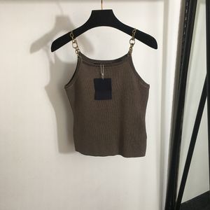 Steel Chain Sling Camis Female Designer T Shirt Summer Sleeveless Tops Knit Slim Shirts Coffee Breathable Vests Tanks