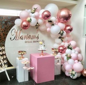 101 Balões Diy Balloons Garland Arch Kit Rose Gold Pink Balão branco para chá de chá de chá de panela de bebê Decorações de aniversário de casamento T28648976