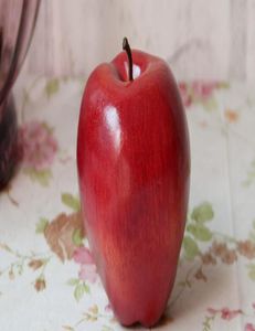 Röd färg falska äpplen 8cm 9cm 10pcslot konstgjorda röda läckra äpple handgjorda frukter för heminredning bröllopspograf PR1007773