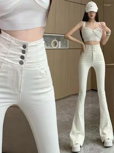 Frauen Jeans hohe Taille dünne Micro Flare Lady Sommer Herbst Streetwear Slim Boot Cut Long Long