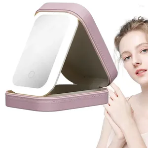 Förvaringslådor Makeup Box Led Light Mirror Portable Travel Cosmetics Justerbar ljusstyrka Touch Organizer