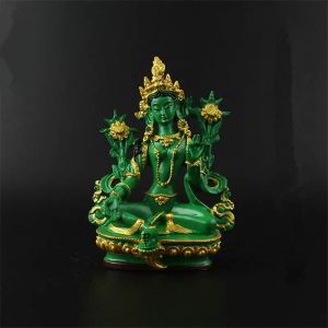 Esculturas de 13,5 cm de resina colorida talismã Painted Proteção familiar nepal/tibetana/verde indiano Tara bodhisattva estátua de Buddha