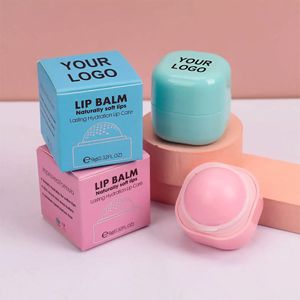 Großhandel Lip Balm Private Label Lip Care Make -up Veganer Obstgeschmack Süße süße runde Ball Lippenbalsam Bulk Gegenstände