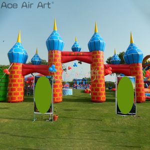 wholesale 12m W x 6m H (39.4x20ft) Outdoor Archway Inflatable Castle Arch Birthday Party Arch Entrance with Printed Pattern for Event or Entertainment/Decoration