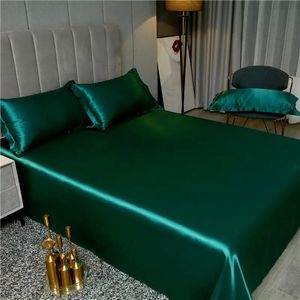 JuwenSilk Double sided Ice silk bed sheet double bed single bed summer bed linen machine washable solid color single bed 240506