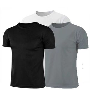 Herrt-shirts 2024 Ny fast färg Mens Sports and Leisure T-shirt Gym Running Black Quick Torking Fitness H240506