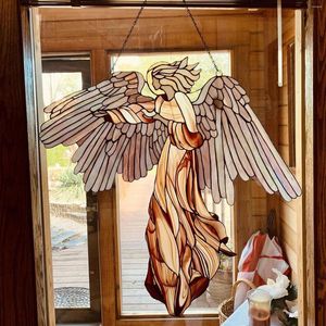 Estatuetas decorativas Angel Wind Chime Wall Holding Home Decoration With VE Vitre Stilay