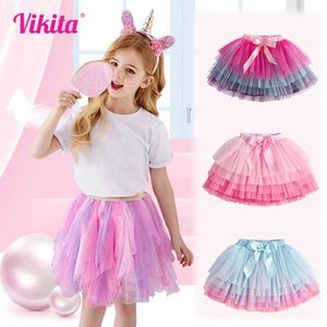 Tutu Kleid Girls Tutu Pailletten Röcke Kinder Kleidung Bug geschichtete Röcke Prinzessin Faltenrock Kinder Mesh Rock Mädchen Kinder Party Kleidung D240507