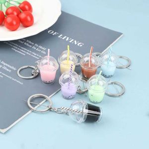 Keychains Lanyards Creative Bubble Tea Diy Keychain High Quality Acrylic Pendant Backpack Keychain Charms Car Keychain Wholesale Gift Couple