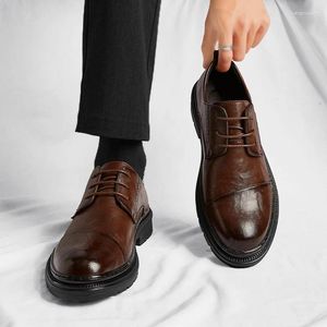 Casual Shoes Brand Mann formelles echtes Leder für Männer Schnürung Oxfords männliche Hochzeitsfeier Office Business Shoe Schuh