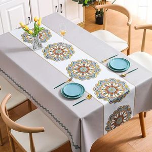 Table Cloth Nordic Minimalist PVC Tablecloth Waterproof And Oil Resistant Embroidered Ins Style Tea Yarn Fabric Art