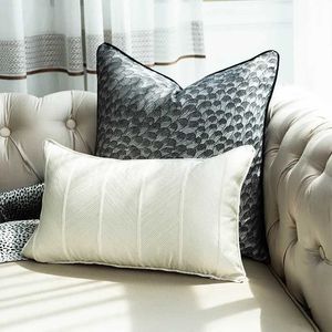 Kudde/dekorativ högprecisionskudde täcker svart grå beige geometrisk jacquard täcker dekorativt hem vardagsrum soffa fall