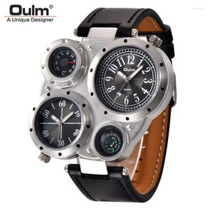 Zegarek moda Oulm Top Brand Big Face Luksusowe oryginalne importowane kwarc mężczyźni Unikalny projekt podwójny czas Osobowość kompas dekoracyjna