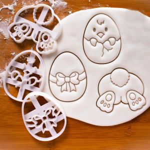 Moulds Happy Easter Egg Cookie Embosser Mold Cute Bunny Chick Shaped Fondant Icing Biscuit Cutting Die Set Baking Cake Decoating Tool