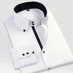 Herren-Hemdhemden Herren Button-Down-Hemdhemd Langschlafen formelle Business Casual Shirt Korean Fashion Slim Fit Designer Shirts Weiß D240507