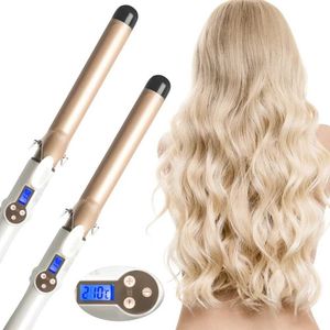 Curling Irons 13-38mm أصلي كهربائي محترف Cramic Curler LCD Iron Wave أداة تصفيف الشعر Q240506