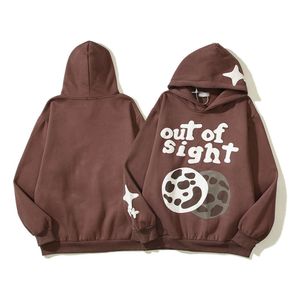 American High Street nisch trendig varumärke Brooken Moon Graffiti Foam Letter Loose Par Hoodie