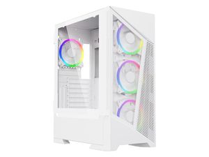Rainbow-Flash-F1-W White USB 3.0スチール /強化ガラスATXミッドタワーコンピューターケース、4 x 120mmオートフローレインボーLEDファン（プリインストール）