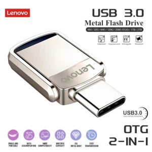 Adattatore Lenovo 2 TB Metal USB3.0 Flash Drive Typec ad alta velocità Pendrive 1Tb 64 GB Interfaccia Duace Memoria USB Flash Disk Typec Adattatore