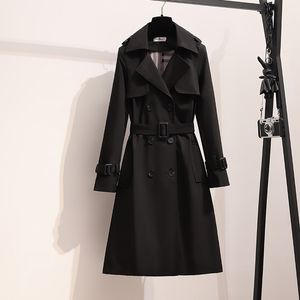 S-4XL Autumn Fashion Elegant Belt Coat Women Loos