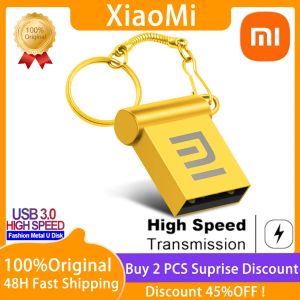 Sürücüler 2023 Xiaomi Su Geçirmez Flash Sürücü Metal Yüksek Hızlı Taşınabilir SSD Mini U Disk USB 2.0 Kalem Sürücüsü Dizüstü Bilgisayar için 1 TB 2TB 512GB