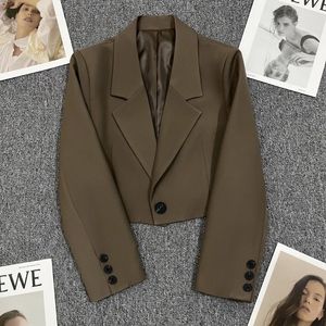 Moda de moda coreana Blazers Jacket Mulheres de manga longa Office Ladies Streetwear Solid Color Button Single Suit Coat 240507