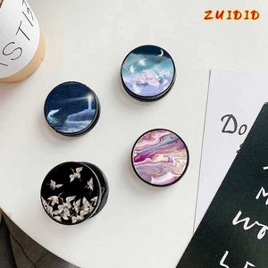 Cell Phone Mounts Holders Glossy Popular Marble Expanding Phone Stand Grip Finger Rring Support Anti-Fall Round Foldable Mobile Phone Holder for