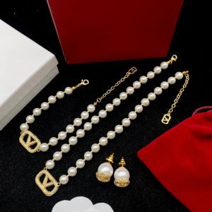 Biżuteria klasyczny prezent, Ocean Pearl Gold Ineste Diamond Naszyjnik Bransoletka Kolczyki świąteczne, dla przyjaciół, fabryczna hurtowa szybka dostawa