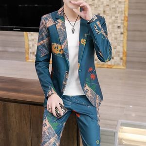 Casual Herr Fashion Suit Suit byxor ung stilig koreansk version av all smal twopiece set regelbunden 240430