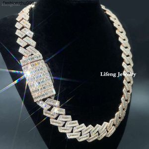 Customization Baguette Moissanite Full Iced Out Hiphop Cuban Link Chain Pass The Diamond Test Necklace 2873