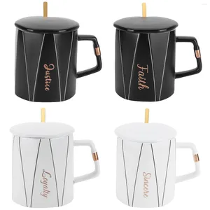 Mugs Office Mug åttonal keramisk kopp med sked och lock för studieresresor i kaféet Cafepa Shop