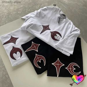 T-shirt maschile 2024SS Black White Thug Club T-shirt Rock Men Women 3D Broidery Patch T Oversize Fit Short Seve H240507