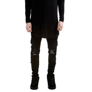 Streetwear Erkek Siyah Skinny denim pantolon erkekler moda yüksek kaliteli sim fit kot pantolon 240430