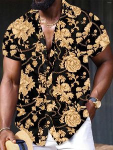 Camisas casuais masculinas camisa estampada floral diariamente desgaste 3d impressão clássica de manga curta moda havaiana para homens harajuku