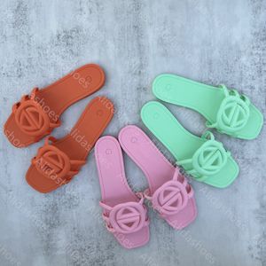 Дизайнерские тапочки Женщины, переполняющие G Slides Rubber Sandals Ladies Flat Beach Jelly Script Orange Summer Fall Mules.