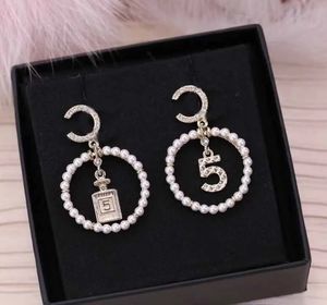 2024 Top quality drop earring with bottle shape and pearl pendant for women wedding jewelry gift and diamond with box free shipping PS3572 q2