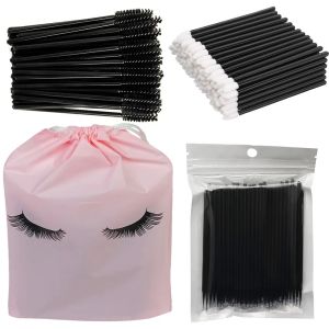 Ögonfransar 200 st Lash Wands 3 i 1 ögonfransborttagning Borste Mikroborste Eyelash Brush Lipline Cotton Borste för ögonfransförlängningsverktyg