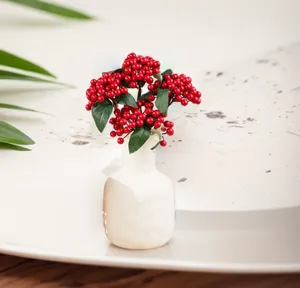 Decorative Flowers European Artificial Flower Foam Berry Plants Mini Fruit Bunch Branch Christmas Decor Wedding Arrangement Accessories Gift