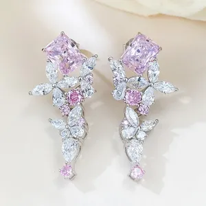 Orecchini per borchie 2024 Fancy Pink Diamond Fashion Commuter S925 Silver