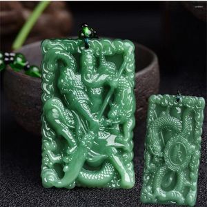 Colares pendentes charme amarelo branco verde jade de dragão esculpido à mão Colar de cristal de pedra guangong chinês amulet jóias sortudo presente