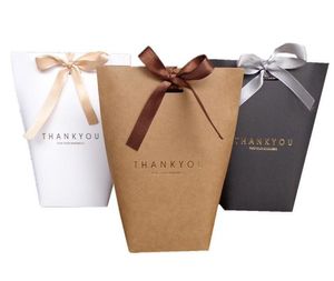 Ny Merci tack Gift Carton Baking Jewelry Carton Paper Bag med Bow Shopping Present Bag Festival Party Supplies Present Wrap 135x8631696
