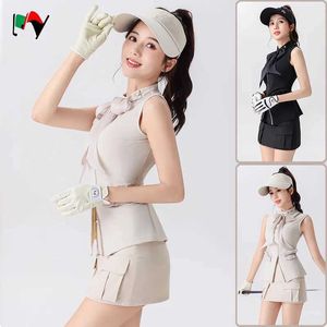 Women's Tracksuits MY Womens New Set Sunscrn Coat Vest Slveless Top with Detachable Ribbon Slim-fit Half Skirt Ladies 2024 Wear Y240507