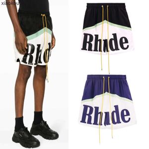 Rhude High End Designer Shorts for Trendy Mens Loose Coring Blocking Letter Drukuj Sport Sport Casual Shorts z 1: 1 oryginalne etykiety