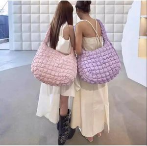 New Cloud Bag Folded Soft Pleated Bubbles Shoulder Bags Dumpling Bag Large Capacity Tote Bag Cotton Underarm Handbag Woman