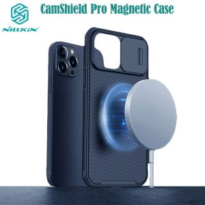 Omslag för iPhone 13 12 / Pro / Max Case Nillkin Camshield Magnetic Case Support Magsafe Slide Camera Lens Cover för iPhone13 12 mini