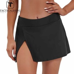 Skirts Womens abdominal control split style swimsuit swimsuit built-in swimming shorts high waisted swimsuit bottom Q240507